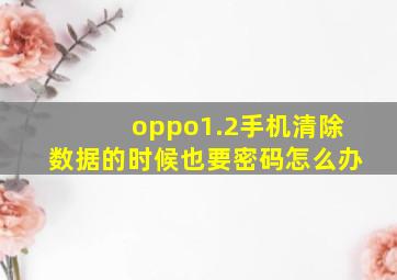 oppo1.2手机清除数据的时候也要密码怎么办