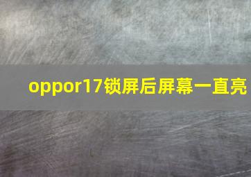 oppor17锁屏后屏幕一直亮