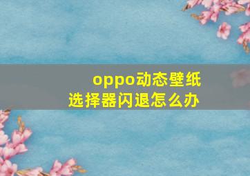 oppo动态壁纸选择器闪退怎么办