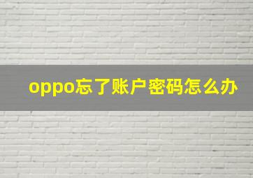 oppo忘了账户密码怎么办