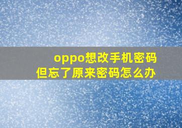 oppo想改手机密码但忘了原来密码怎么办