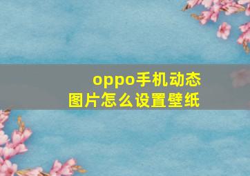 oppo手机动态图片怎么设置壁纸