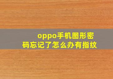 oppo手机图形密码忘记了怎么办有指纹