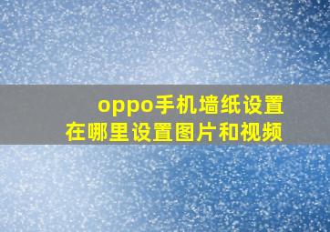 oppo手机墙纸设置在哪里设置图片和视频