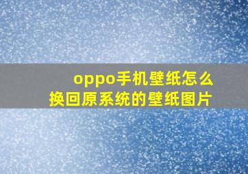 oppo手机壁纸怎么换回原系统的壁纸图片