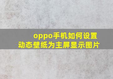 oppo手机如何设置动态壁纸为主屏显示图片