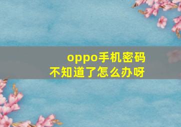 oppo手机密码不知道了怎么办呀