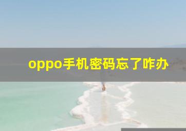 oppo手机密码忘了咋办