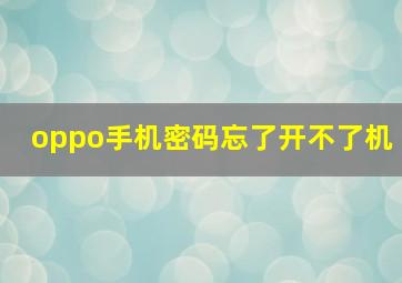 oppo手机密码忘了开不了机