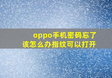 oppo手机密码忘了该怎么办指纹可以打开