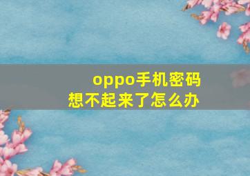 oppo手机密码想不起来了怎么办