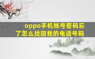 oppo手机帐号密码忘了怎么找回我的电话号码