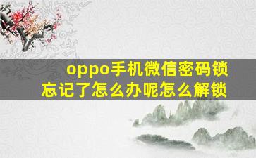 oppo手机微信密码锁忘记了怎么办呢怎么解锁