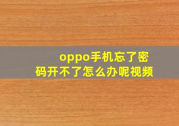 oppo手机忘了密码开不了怎么办呢视频