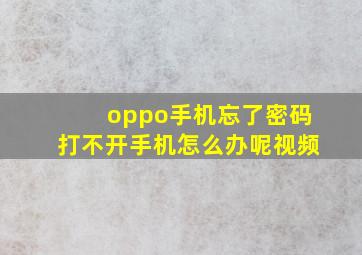 oppo手机忘了密码打不开手机怎么办呢视频