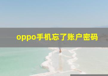 oppo手机忘了账户密码