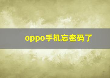 oppo手机忘密码了