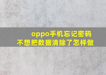 oppo手机忘记密码不想把数据清除了怎样做