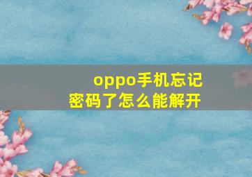 oppo手机忘记密码了怎么能解开