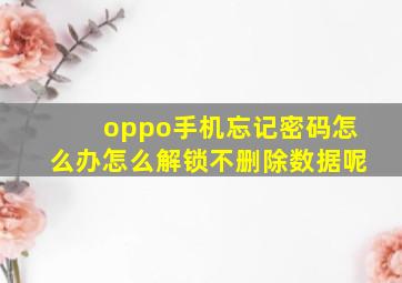 oppo手机忘记密码怎么办怎么解锁不删除数据呢