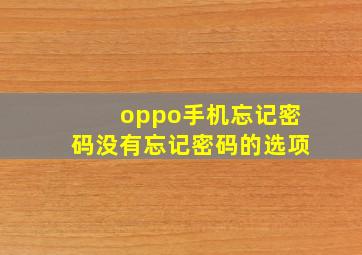 oppo手机忘记密码没有忘记密码的选项