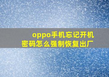 oppo手机忘记开机密码怎么强制恢复出厂