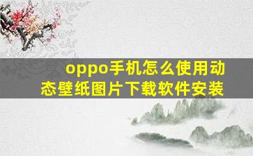 oppo手机怎么使用动态壁纸图片下载软件安装