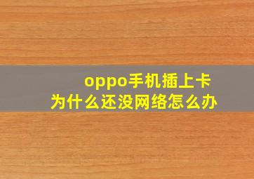 oppo手机插上卡为什么还没网络怎么办