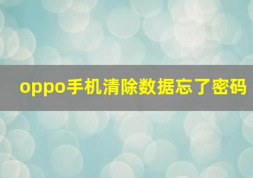 oppo手机清除数据忘了密码