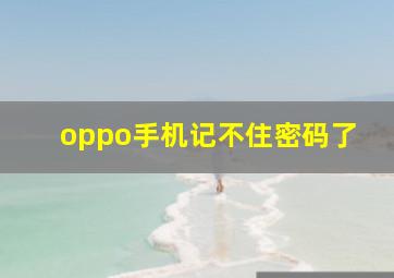 oppo手机记不住密码了