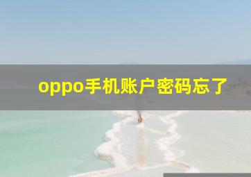 oppo手机账户密码忘了