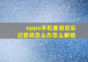 oppo手机重启后忘记密码怎么办怎么解锁