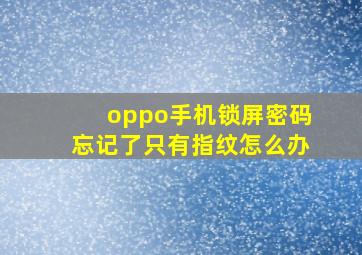 oppo手机锁屏密码忘记了只有指纹怎么办