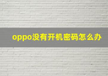 oppo没有开机密码怎么办