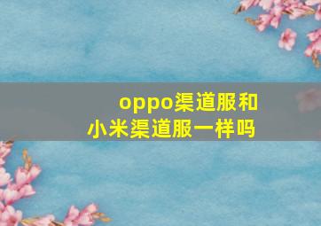 oppo渠道服和小米渠道服一样吗