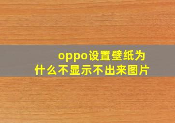 oppo设置壁纸为什么不显示不出来图片