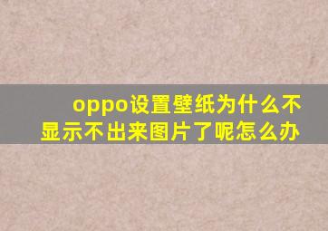 oppo设置壁纸为什么不显示不出来图片了呢怎么办