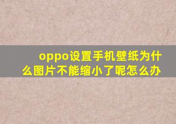 oppo设置手机壁纸为什么图片不能缩小了呢怎么办