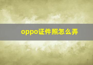 oppo证件照怎么弄