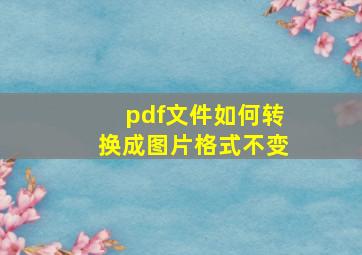 pdf文件如何转换成图片格式不变