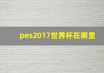 pes2017世界杯在哪里