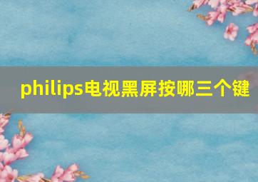 philips电视黑屏按哪三个键