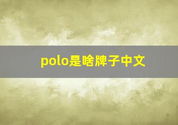 polo是啥牌子中文