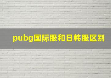 pubg国际服和日韩服区别