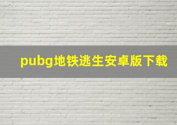 pubg地铁逃生安卓版下载