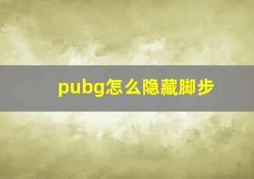 pubg怎么隐藏脚步