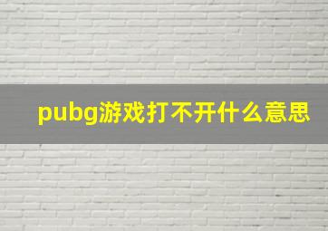 pubg游戏打不开什么意思