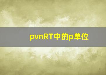 pvnRT中的p单位