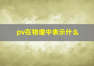 pv在物理中表示什么