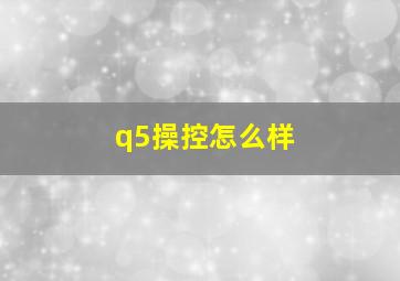 q5操控怎么样